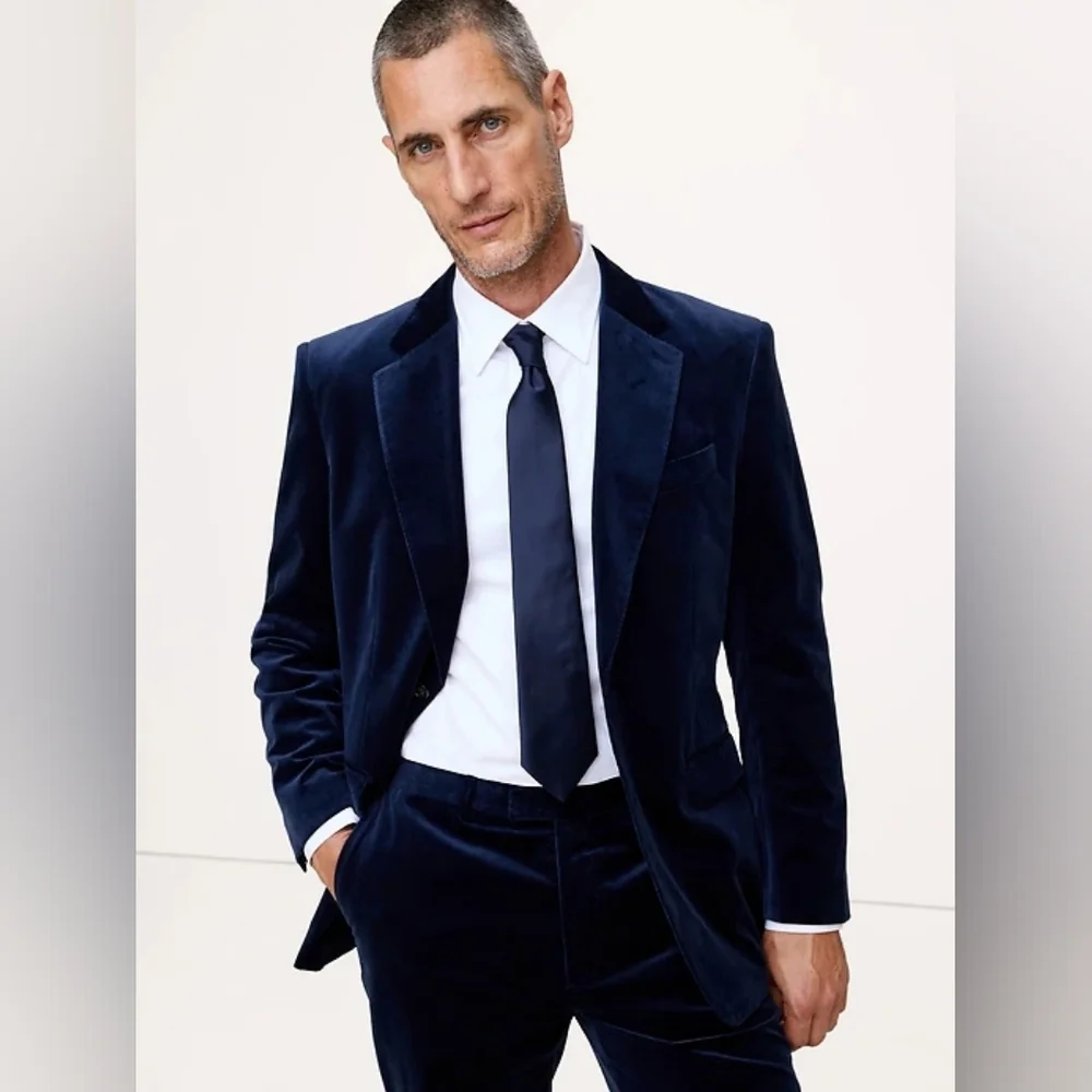 NWT Banana Republic Horizon Blue Men's Deep Blue Velvet Blazer Size 36R